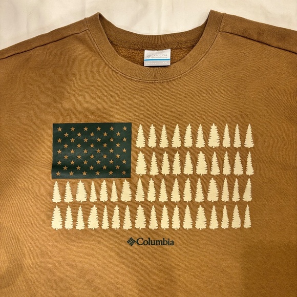 Columbia USA  Patriotic Flag Sweatshirt |‎ Size XXL | Color: Soft Brown | EUC - Picture 1 of 9